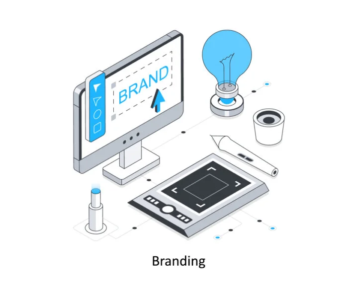 Mockup vizuelnog identiteta sa logotipom i brend elementima